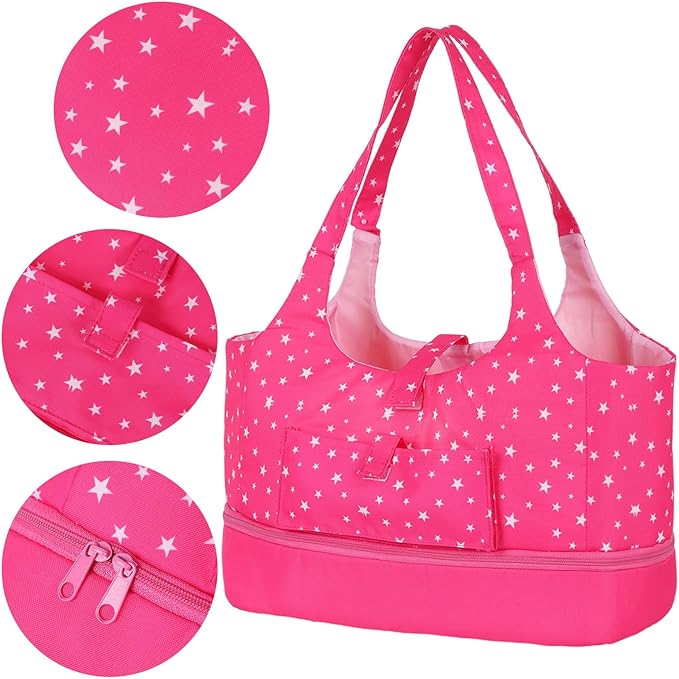 ECORELF Baby Doll Accessorie, 13 Pcs Doll Stuff Acessories Storage Diaper Bag Set for 14-18 Inch Dolls, Feeding and Caring Set Includes Diaper, Bottle etc Suitable Pretend Play