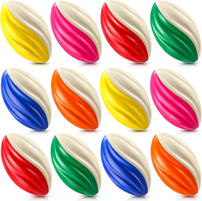 Jerify Mini Footballs for Kids Spiral Foam Football Bulk 5 Inch Soft Small Waterproof Foam Ball Sports Birthday Toddler Football for Indoor and Outdoor Game (Classic Color,12pcs)