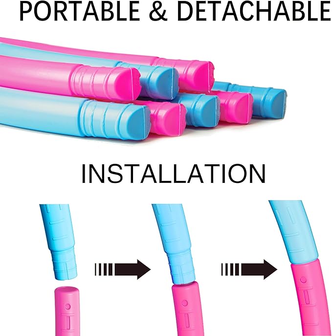Liberry Kids Exercise Hoop, Detachable & Size Adjustable Toy Hoop, Professional Hoola Rings, Sport Gift in Blue, Pink