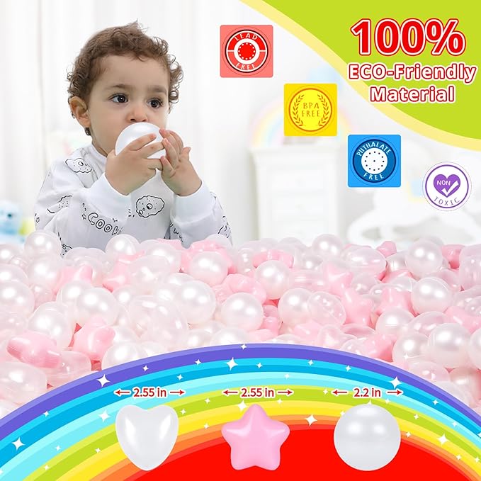 STARBOLO Star Ball Pit Balls for Toddlers -500pcs Phthalate Free BPA Free Non-Toxic Crush Proof Play Balls Play Tent Pool Playhouse Playpen Party Decoration.