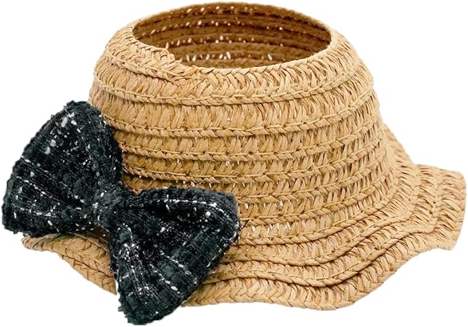 Doll Clothes for 17cm Dolls, Premium Handmade Fashion Clothes 3 Piece Set Including a Weaving Hat, Clothes and Bow with High-End Dolls Accessories for Play & Display - Pure Black (No Doll No Logo)