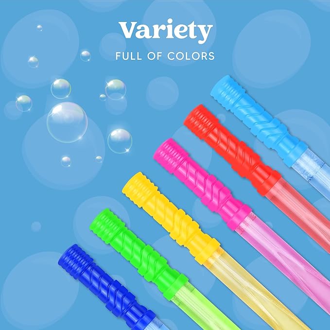 JOYIN 48 PCS 14.6’’ Big Bubble Wands for Kids, Bubble Wand with Refill Solution for Summer Toy Party Favor, Outdoors Toy Activity, Easter Basket Stuffers, Birthday Gift