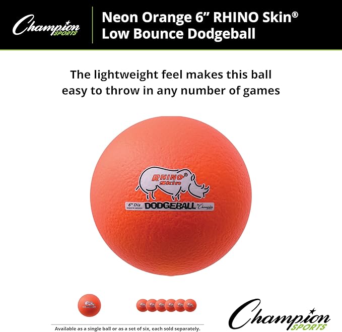 Champion Sports® Rhino Skin® Low Bounce Dodgeball Sets & Singles for Playground, PE, Backyard & League Games – Team Sports Equipment for Youth & Adults