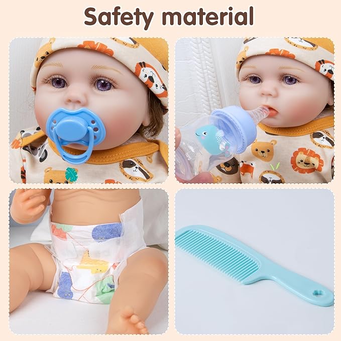 12 Pcs Reborn Baby Doll Clothes Boy for 17-22 Inch Babydolls Reborn Dolls Accessories Newborn Baby Clothes Set with Backpack