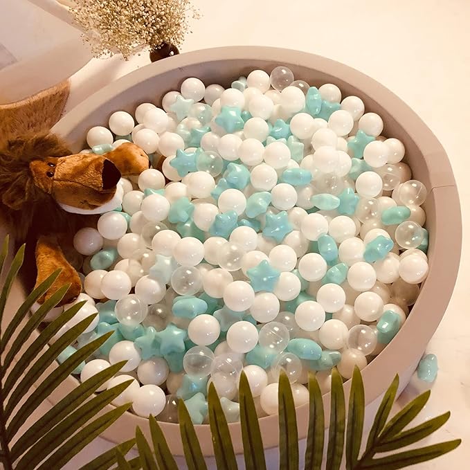 Realhaha Ball Pit Balls 50 100 200 500, Star Shapes for Babies Kids Playpen Plastic Balls for Babies Ball Pool Puppy Playballs