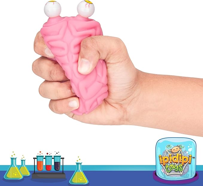 IPIDIPI TOYS Flippy Brain Squishy Eye Popping Toy – Easter Basket Stuffers - Fun Fidget Sensory Squeeze Toy, Birthday Party Favors, Goodie Bag Stuffers for Boys and Girls