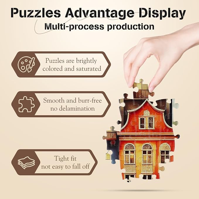 MISITU 1000 Pieces Jigsaw Puzzles for Adults Teens Challenging Difficult Puzzles Impossible Puzzles Art Craft Puzzle Games Toys Gifts Colorful Castle House Jigsaw Puzzle 28 x 20 inch