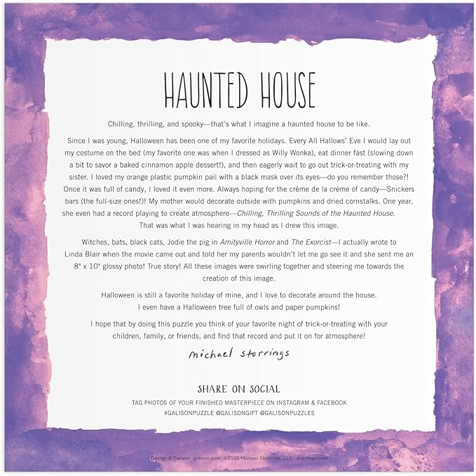 Galison Haunted House – 500 Piece Glow in The Dark Jigsaw Puzzle Featuring Spooky Artwork of A Haunted House