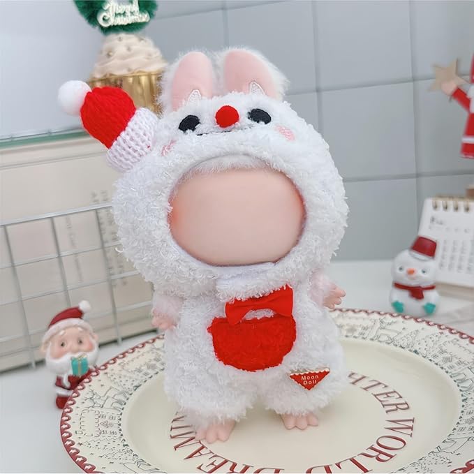 Christmas Clothes for Lu bubu 17cm Dolls(No Doll) Accessories,, Stylish Kawaii Festive Christmas Snowman Outfit Set 2 Pieces Suitable for 17cm Doll , Xmas Doll Clothing Set Replacement White