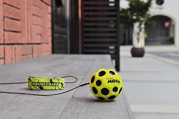 Waboba Bounceback Returning Yellow Moon Ball Hyper Bouncy Balls, Extreme Bounce and Fun, Super High Bouncing Ball for Active Play and Outdoor Games