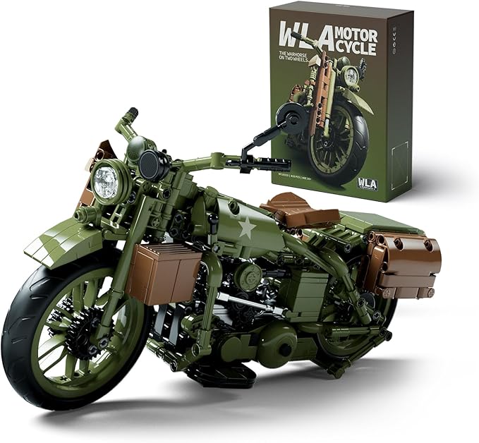 Nifeliz Motorcycle WLA Model Toy for Adults, Classic Military Bike Building Set with Authentic Features, Collectible Display Gift (833 PCS, NF10333)