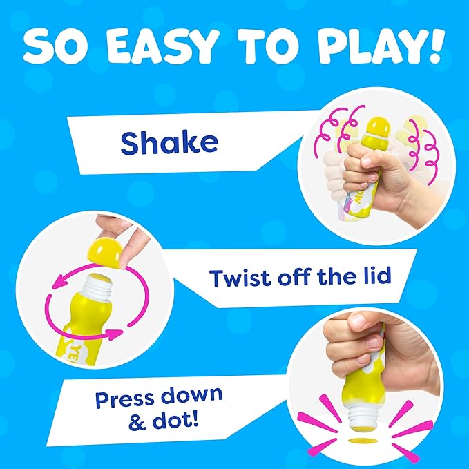 Dot Markers For Toddlers 1-3 - Dot Art Paints Washable For Kids - Includes Printed & PDF Coloring Sheets - Toddler Arts And Crafts - Preschool Learning Activities - Bingo Daubers For Toddlers 2-4