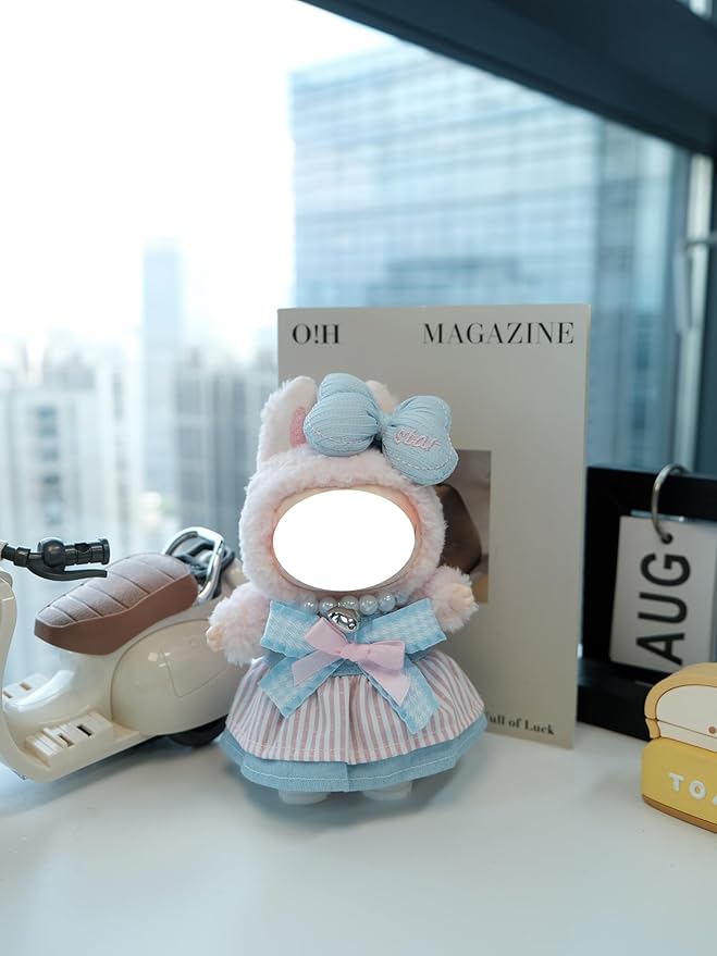 Clothes for 17cm Doll, 4 pcs Set Doll's Outfits Luxury Dress Skirt Butterfly Bow Headset Shoes Accessories Fashion Stylish Adorable Dolls Clothes (No Doll) (Bowknot Skirt Blue)