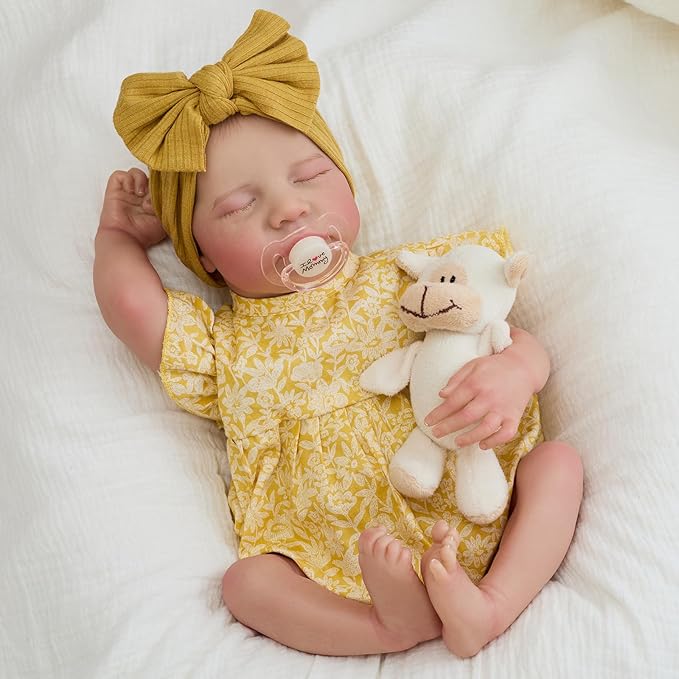 FOCKOF Realistic Reborn Baby Dolls-18 Inch Realistic Baby Doll Girls Soft Cloth Body Reborn Baby with Gift Box for Kids Age 3+