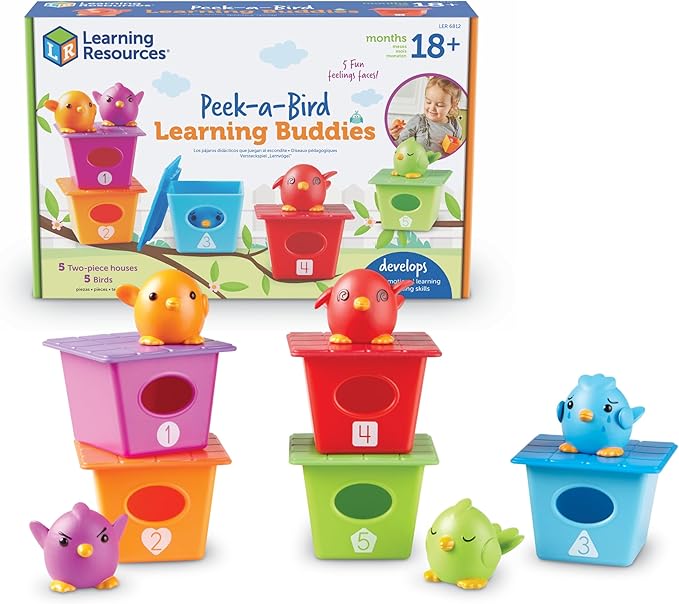 Learning Resources Peek-a-Bird Learning Buddies - 15 Pieces, Age 18 Months+ Toddler Activities, Preschool Toys, Educational Color Teaching