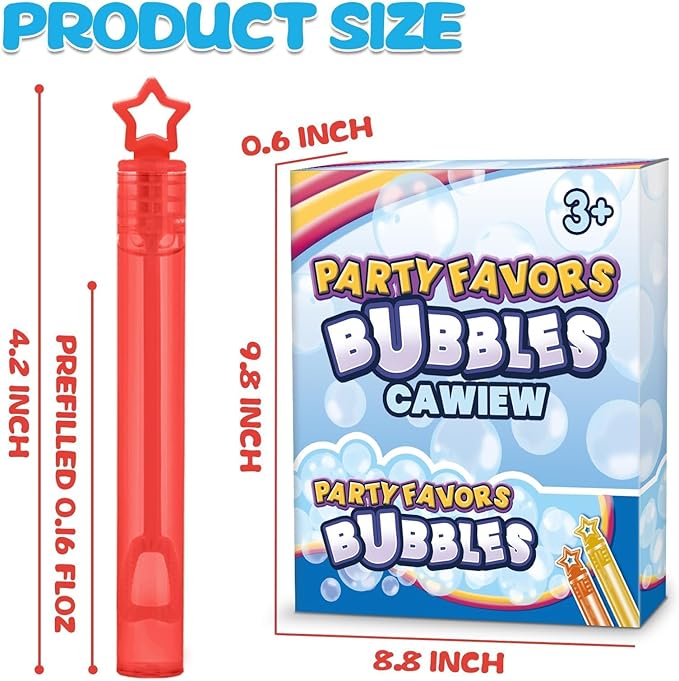 32 Pcs 8 Colors Neon Bubbles Party Favors For Kids, Mini Star Bubble Wand Bulk In Gift Box as Goody Bags Stuffer, Classroom Giveaways, Carnival Prizes Toy, Birthday Treats, Party Supplies For Toddlers