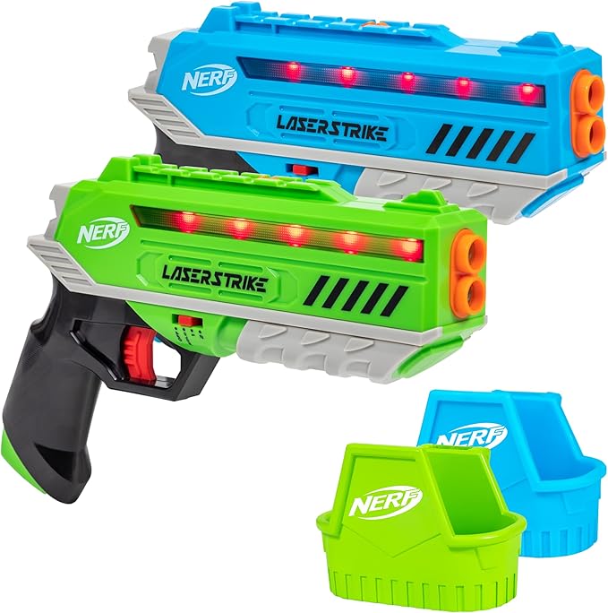 NERF Laser Strike 2 Player Laser Tag Game Pack Complete with 2 300ft Range Blasters & 2 Holsters - Indoor or Outdoor Play Arcade Games, Toys for Kids & Family