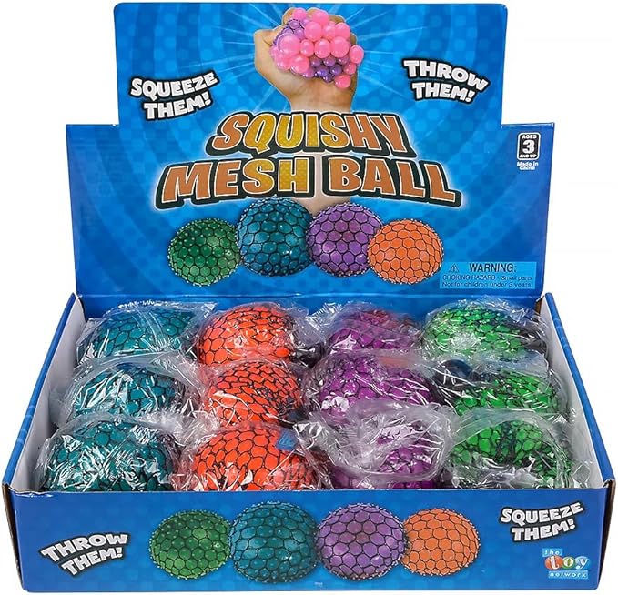 Rhode Island Novelty 3 Inch Neon Mesh Squeeze Ball, One per Order