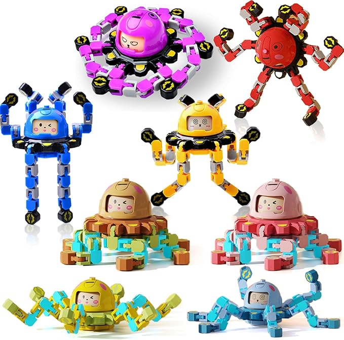 Easter Basket Stuffers Gifts for Kids Boys Girls 8Pcs Transformable Fidget Spinners for Kids Fidget Toys Teens Adults Sensory Toys with Autism ADHD Party Favors Travel Activities B