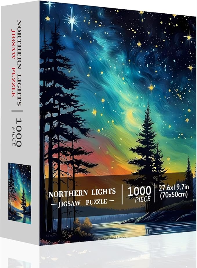 Northern Lights Jigsaw Puzzles for Adults 1000 Pieces, Aurora Borealis Nature Landscape 1000 Piece Puzzle for Adults, Impossible Difficult Hard Fun Jigsaw Puzzles 1000 Pieces