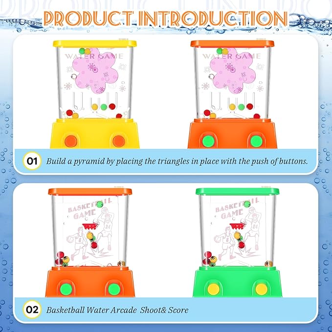 Gejoy 4 Pieces Water Games Handheld Easter Basket Stuffers for Kids Water Ring Toss Handheld Game Mini Retro Pastime Car Toys Fidget Autism Toys for Easter Children Boys Girls Birthday(Stylish Style)