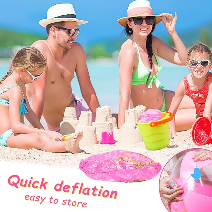 FUTUREPLUSX 2PCS Glitter Beach Balls, 16 Inch Inflatable Pool Toys, for Beach Party Favor