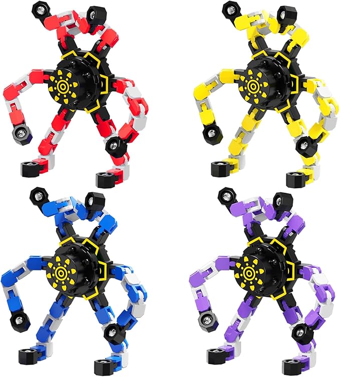Easter Basket Stuffers Gifts for Boys Girls Toddlers 4Pcs Transformable Fidget Spinners for Kids Fidget Toys Teens Adults Quiet Airplane Road Trip Travel Activities Essential Autism ADHD C
