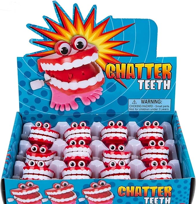 Wind Up Chatter Teeth with Eyes | 12 Pack | 1.75 inch Chattering Walking Toys