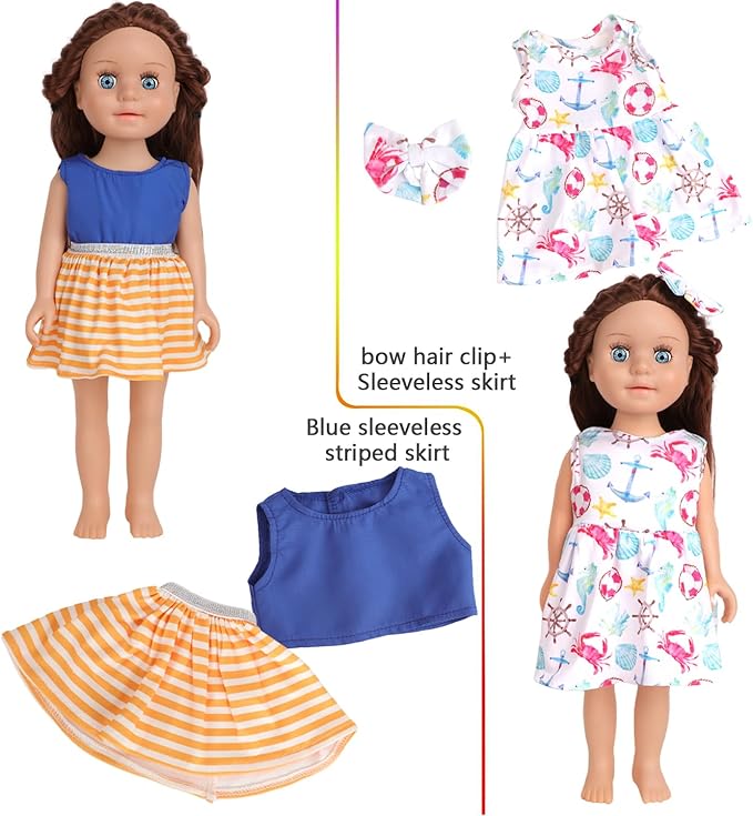 10 Sets of 18 Inch American Doll Clothes, Including 10 of Doll Clothing Dress Outfits for Gift Dolls, Birthday Gifts for Kids