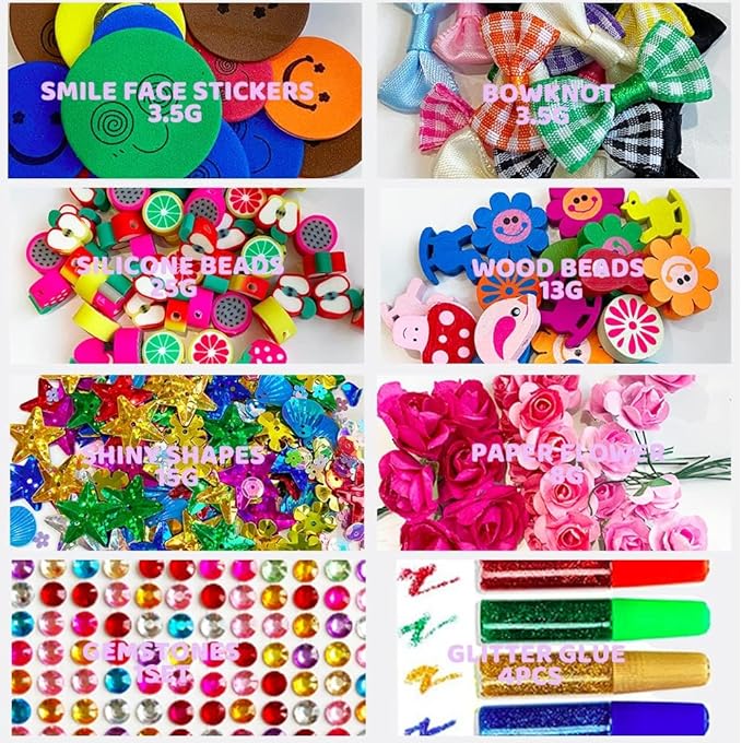 MOVEBO Mega Kids Crafts and Art Supplies case Kit - 1200+ Piece Set - Make Bracelets and Necklaces - Plus Glitter Glue, Construction Paper, Colored Popsicle Sticks, Google Eyes, Pipe Cleaners