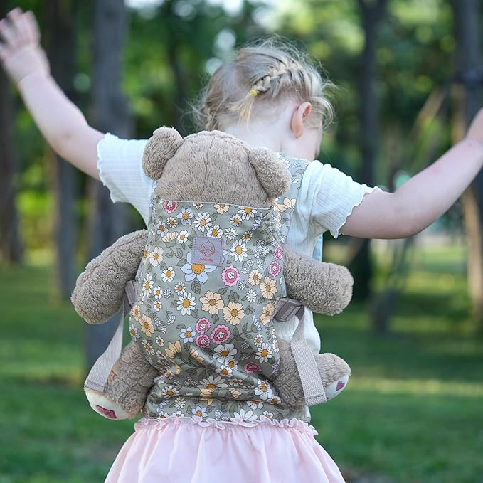 GAGAKU Baby Doll Carrier for Kids, Toy Baby Doll Sling Reborn Baby Dolls Carrier with Adjustable Straps, Doll Accessories - Green