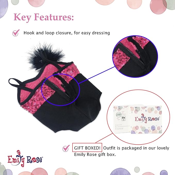 Emily Rose 18 Inch Doll Ballet Clothes Set - 4 PC Pink Ballerina Outfit Leotard, Tutu, Headband & Tap Shoes Set | Dance Recital Costume | Doll Not Included | American Girl Compatible