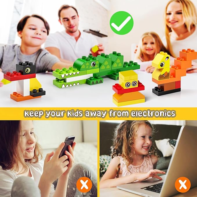 burgkidz Animal Building Toys for Toddlers 3-5, Jumbo 135Pcs Building Blocks, Creative Take Apart Puzzle with Storage Bucket, Compatible with Major Brands, Preschool Birthday Gift for Boys Girls