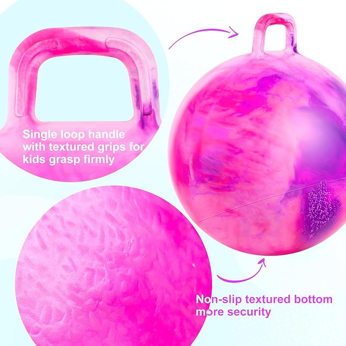 ZOOJOY 6pcs Hopper Balls for Kids 3-8, 18in Clouds Bouncy Ball with Handle, Sit on Hopping Toys for Sport/School/Team Indoor Outdoor Play Toys, Easter Basket Stuffers Gifts for Girls Boys 3 4 5 6 7 8
