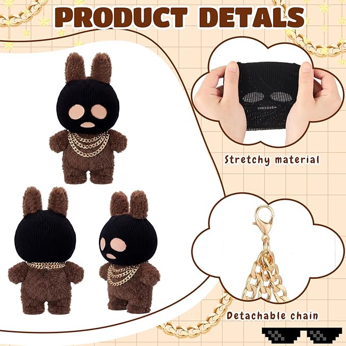 Simgoing 17cm Doll Clothes Mask Set with Black Head Cover and Gold Necklace Outfit Gifts Fits 17cm Dolls Accessories for DIY Dress up Lovers