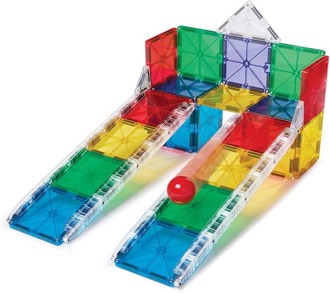 Magna-Tiles Rail Racers 33-Piece Magnetic Construction Set, The Original Magnetic Building Brand