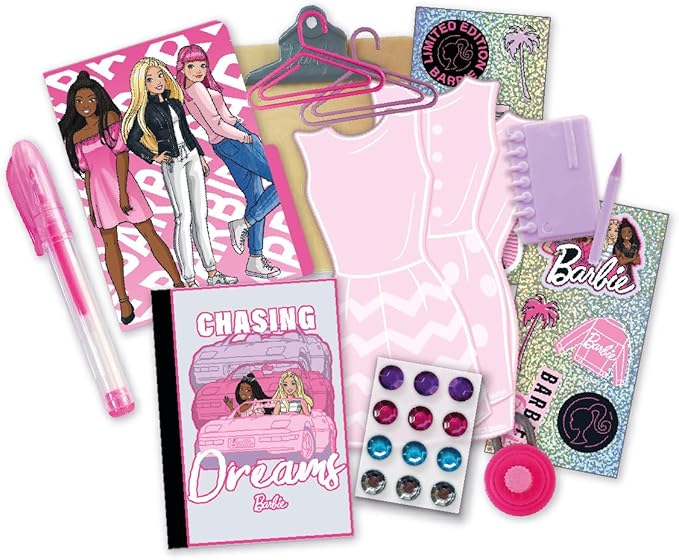 Barbie Design Activity Locker – Creative Kids Craft Set with Mini Journal, Stickers, Clipboard & Working Lock, Portable Art Locker Playset Ages 3+