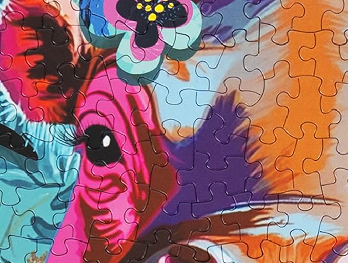 Springbok Floral Hippo Pop 500 Piece Jigsaw Puzzle for Adults and Family - Colorful Pygmy Hippo - Unique Cut Pieces - Made in USA