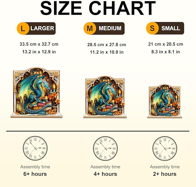 Wooden Puzzles for Adults, Bookcase Dragon Jigsaw Puzzles, 100 Piece Unique Shaped Puzzle, Animal Theme Shape Puzzle, Gifts for Adults/Friends/Family, Family Game，Wall Decor(8.3 * 8.1in)