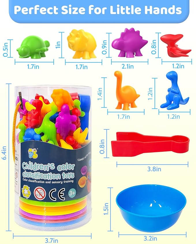 Oomloid Counting Dinosaurs Montessori Toys for 3 4 5 Years Old Boys Girls, Preschool Learning Activities Kindergarten Educational Sensory Toys Gifts for Kids Toddlers Ages 3-5, 4-8