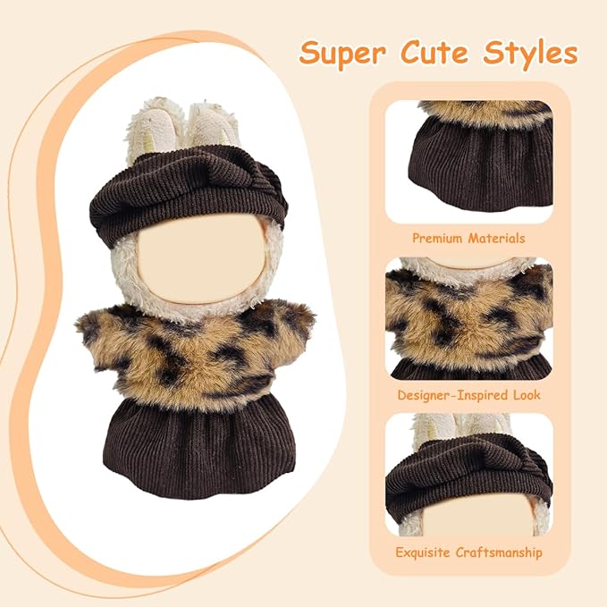 3 Pack Compatible for Labubu Clothes,17cm Doll Clothes Set,Luxury Designer Outfits,Cute Birthday Party Costumes,Valentines Day Gifts for Her Him,Stylish Fashion Wardrobe Accessories for 17cm Dolls