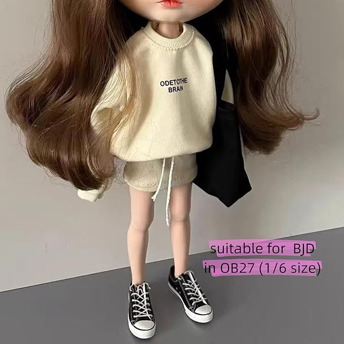 3-Piece Fashion Doll Outfit Set, Sweater with Short Skirt and Shoes, 11.5 inch Doll or BJD (Egg Yellow)