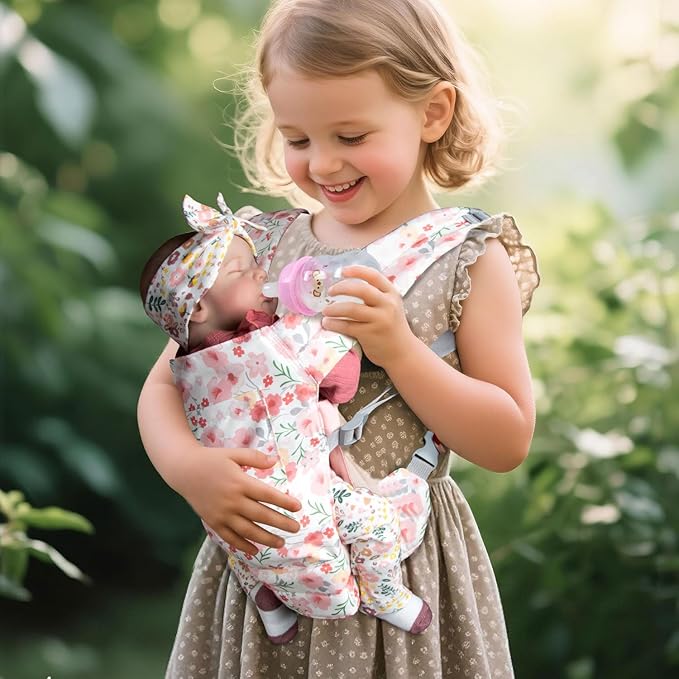 Reborn Baby Doll Carrier Realistic Newborn Baby Dolls Carrier for Little Girls Pink Lightweight Easy Worn