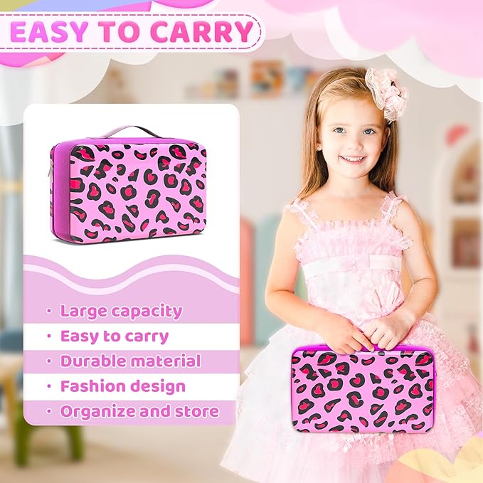 Stylish Travel Case for 12 Inch Fashion Dolls - Storage Solution with Pockets for Doll Accessories - Best for On-The-Go Travel (4-Leopard Print)