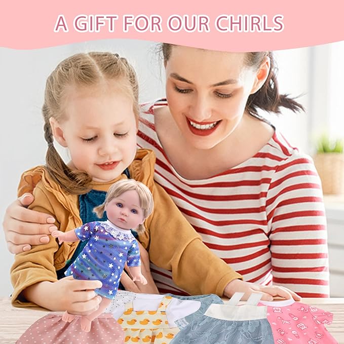 Girl Doll Clothes and Accessories - 6 Sets for 11 Inch Dolls, Alive-Baby Princess Dress, Gown, Pajamas, Cute Baby Outfits Christmas Birthday Gift Little Girls
