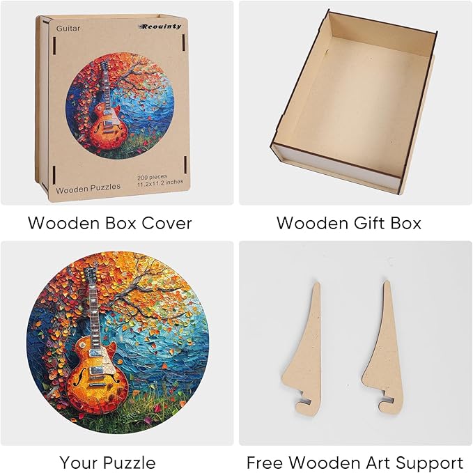Reouinty Wooden Puzzles for Adults 500 Pieces, Autumn Jigsaw Puzzle, Guitar Wood Jigsaw Puzzles, Thanksgiving Garden Puzzle, Birthday Gifts for Adults 15.9x15.9 in
