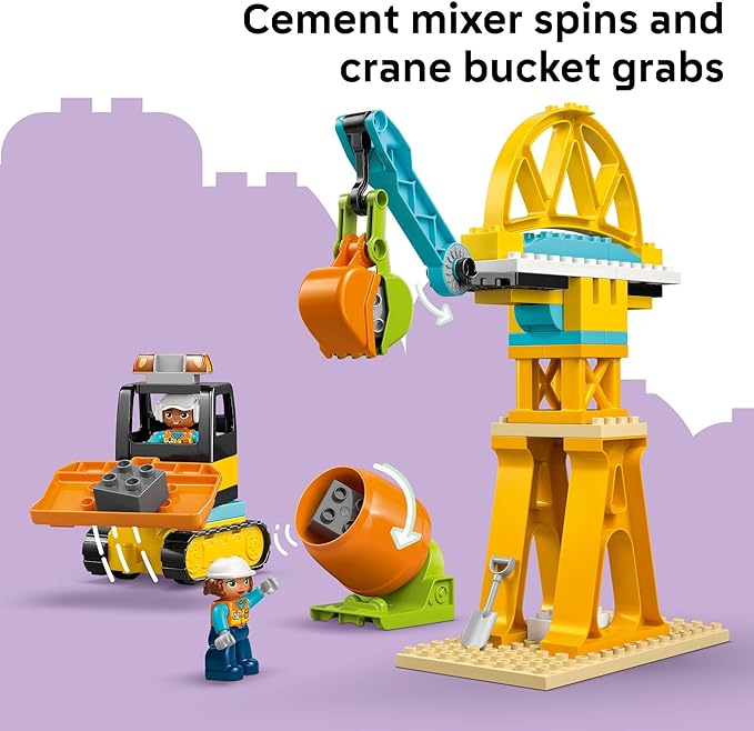 LEGO DUPLO Town 3 in 1 Construction Site and Vehicles Toys for Toddlers - Pretend Play Set for Boys & Girls, Ages 3+ - Building Blocks for Fine Motor Skills Practice - Gift for Birthdays - 10476