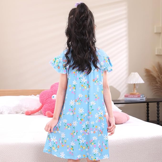 ICOSY Matching Doll & Girls Nightgowns Clothes Girls Pajamas Sleepwear Outfit for Kids and 18" Girl Doll