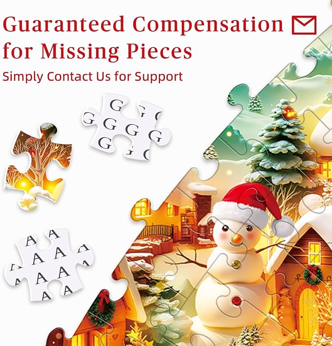 Round Jigsaw Puzzle 1000 Pieces - 3D Paper-Cut Winter Snow Village - 26.6" Circular Challenge, Christmas Snowman Landscape, Mindful Holiday Activity Gift