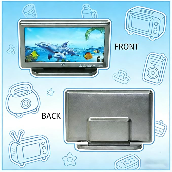 Mini Dollhouse TV Set, 1:12 Scale Miniature TV with Remote Control Tiny Decor for Dollhouse Furniture DIY (OceanTV)